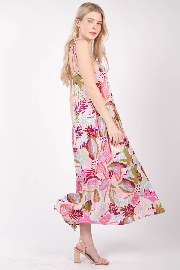 VERY J Tropical Printed Cami Midi Dress-Teresa's Fashionista LLC