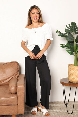 Swiss Dot Puff Sleeve Square Neck Blouse-Teresa's Fashionista LLC