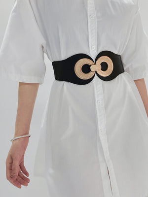 Alloy Buckle Elastic PU Belt-Teresa's Fashionista LLC