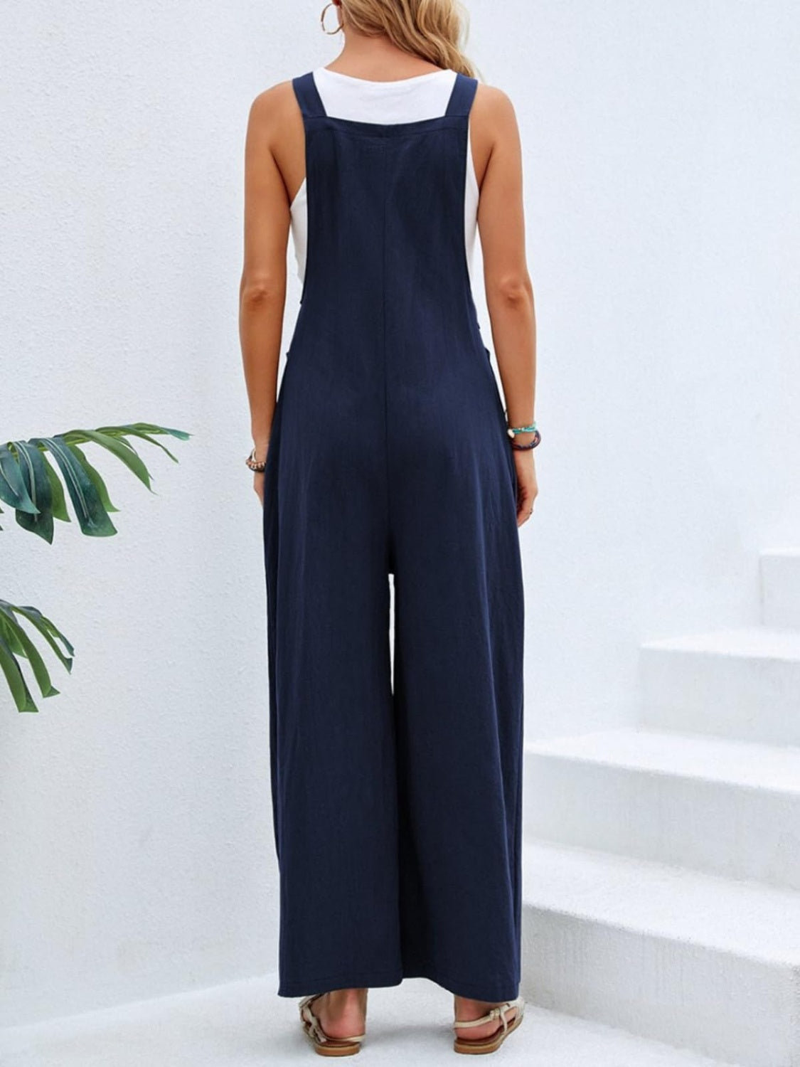 Full Size Square Neck Wide Strap Overalls - Teresa's Fashionista LLC