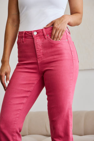 RFM Crop Dylan Full Size Tummy Control High Waist Raw Hem Jeans-Teresa's Fashionista LLC
