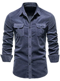 Men's Full Size Collared Neck Button Down Shirt with Chest Pockets Plus Size