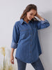 Pocketed Striped Button Up Denim Shirt-Teresa's Fashionista LLC