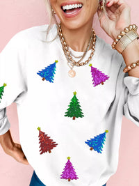 Christmas Tree Patched Patterned Festive Sweatshirt