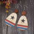 Cutout Star & Stripes Wooden Dangle Earrings-Teresa's Fashionista LLC