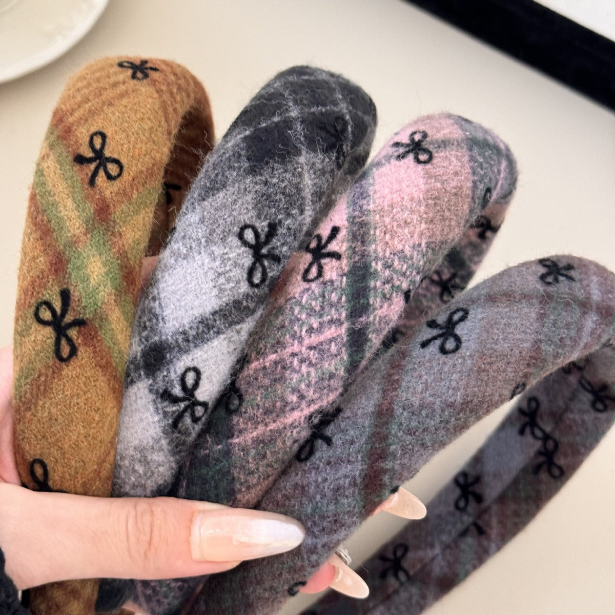 Bow Plaid Polyester Hair Headband - Teresa's Fashionista LLC