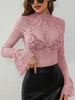 Mock Neck Long Sleeve Lace Top - Teresa's Fashionista LLC