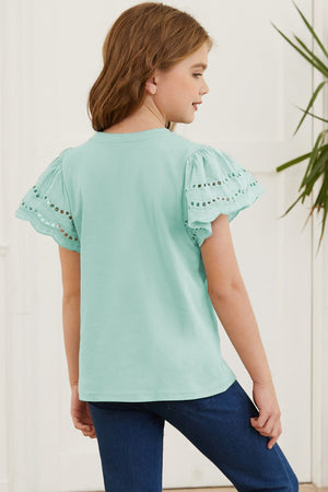 Round Neck Flutter Sleeve T-Shirt-Teresa's Fashionista LLC