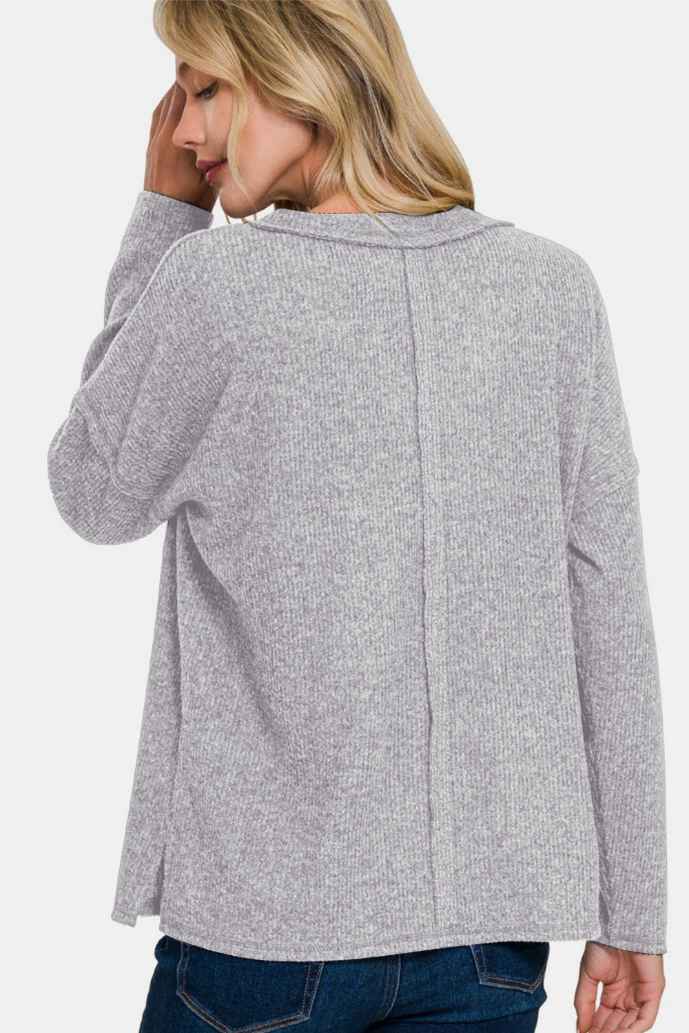 Zenana Full Size Ribbed V-Neck Drop Shoulder Top - Teresa's Fashionista LLC