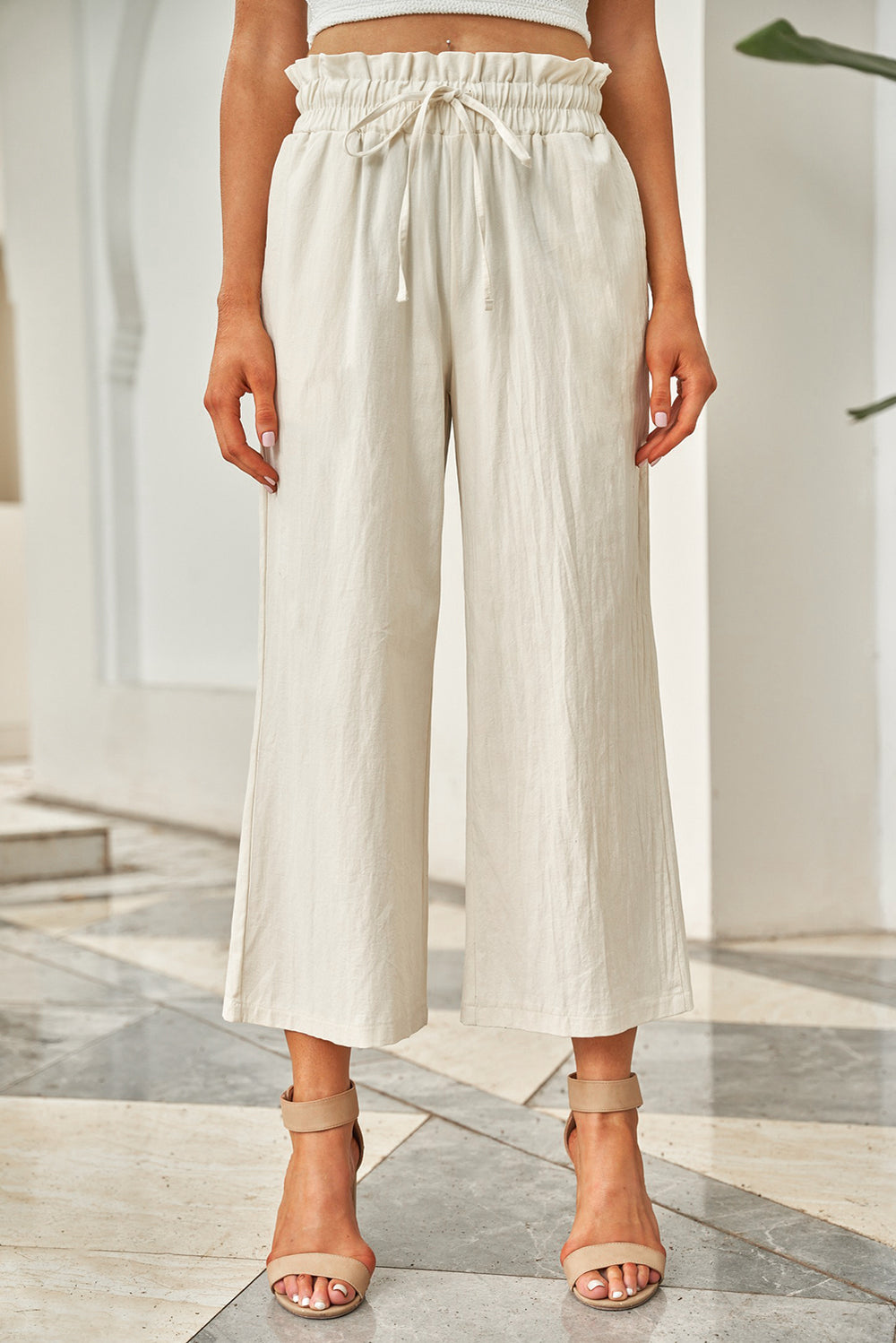 Drawstring Paperbag Waist Wide Leg Pants-Teresa's Fashionista LLC