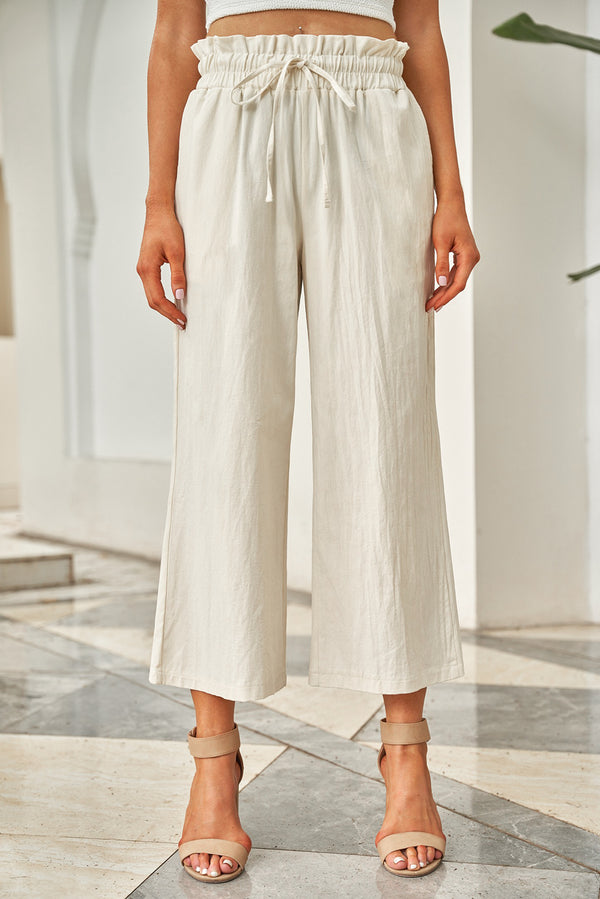 Drawstring Paperbag Waist Wide Leg Pants-Teresa's Fashionista LLC