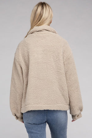 Cozy Sherpa Button-Front Jacket-Teresa's Fashionista LLC