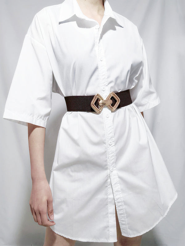 Geometric Buckle Elastic Wide Belt-Teresa's Fashionista LLC