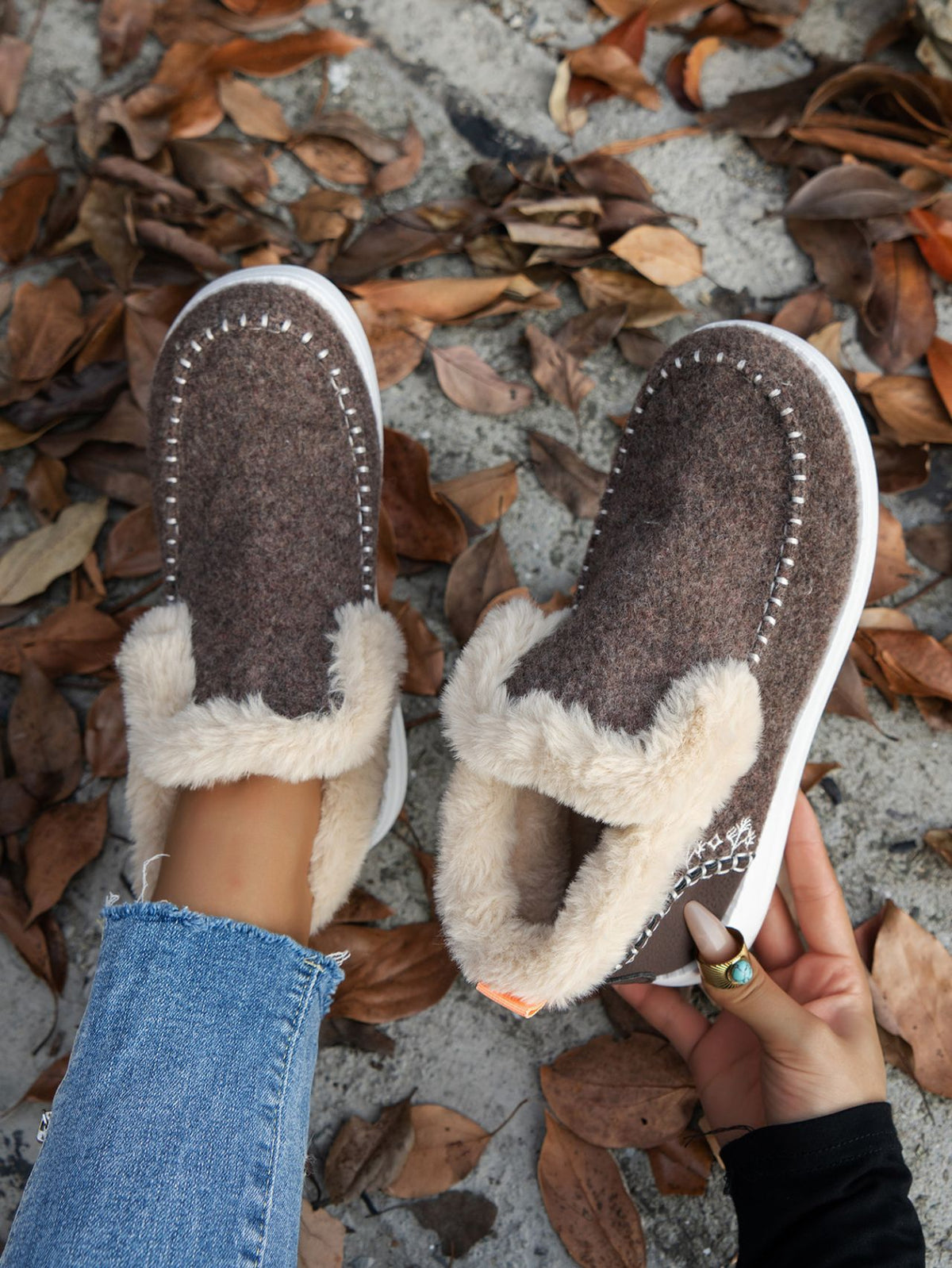 Furry Suede Round Toe Flat Sneakers - Teresa's Fashionista LLC