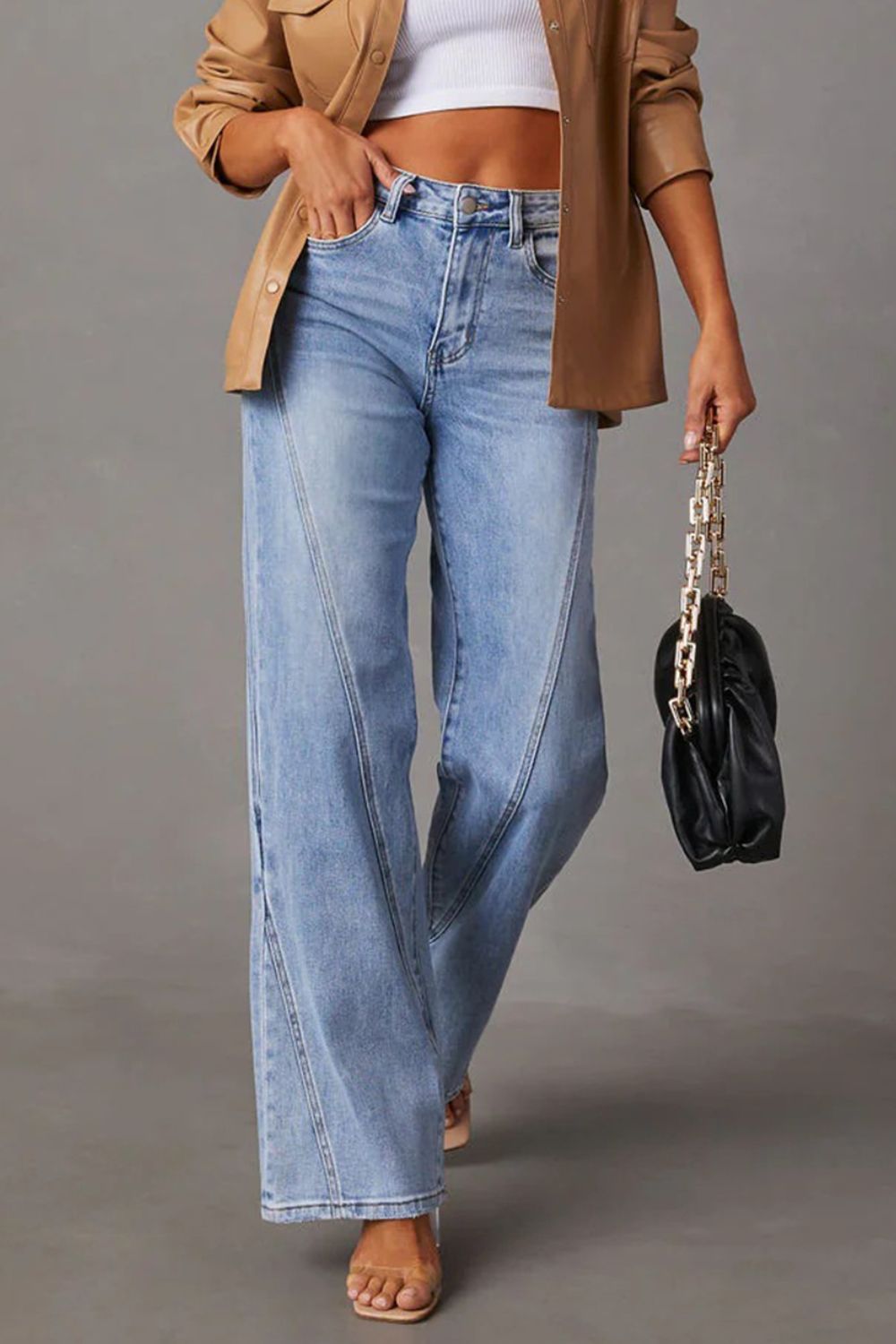 High Waist Straight Jeans with Pockets - Teresa's Fashionista LLC