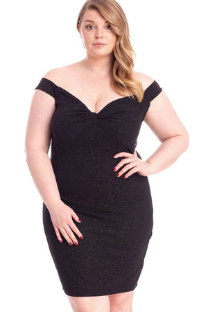 Glittered Off Shoulder Mini Dress-Teresa's Fashionista LLC