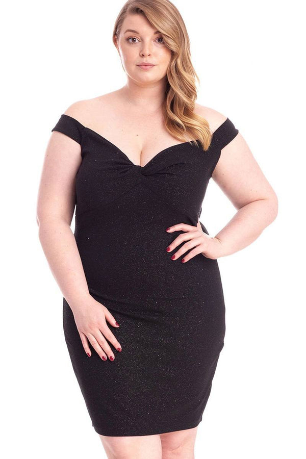 Glittered Off Shoulder Mini Dress-Teresa's Fashionista LLC
