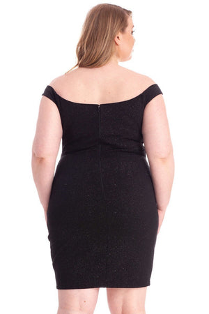 Glittered Off Shoulder Mini Dress-Teresa's Fashionista LLC