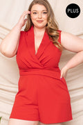 Collared Neck Plus Size Romper-Teresa's Fashionista LLC