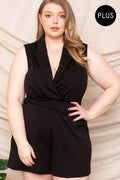Collared Neck Plus Size Romper-Teresa's Fashionista LLC