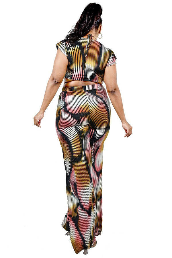Plus Knitted Color Painting 2 Piece Pants Set-Teresa's Fashionista LLC