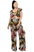 Plus Knitted Color Painting 2 Piece Pants Set-Teresa's Fashionista LLC
