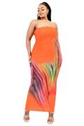 Plus Sleeveless Color Gradient Tube Top Maxi Dress-Teresa's Fashionista LLC
