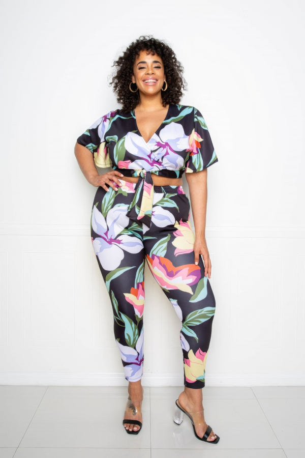 Flower Jogger & Top Set-Teresa's Fashionista LLC