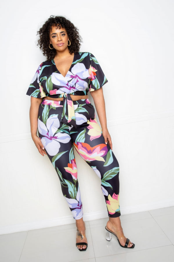 Flower Jogger & Top Set-Teresa's Fashionista LLC