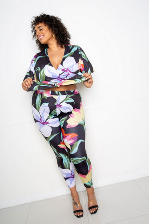 Flower Jogger & Top Set-Teresa's Fashionista LLC