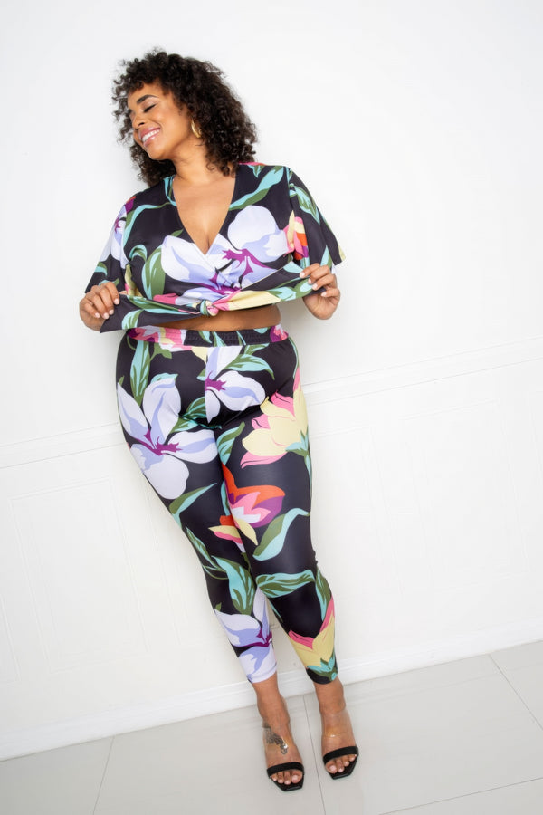 Flower Jogger & Top Set-Teresa's Fashionista LLC