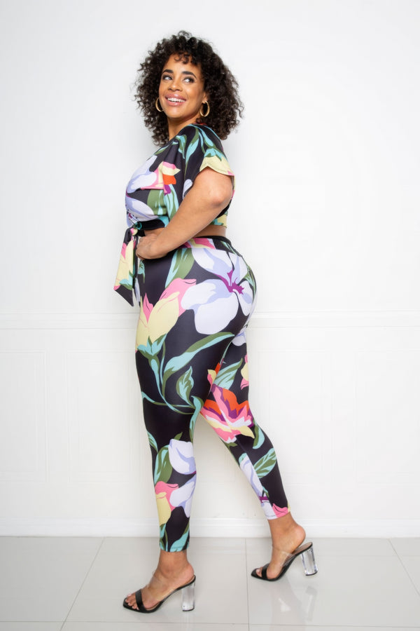 Flower Jogger & Top Set-Teresa's Fashionista LLC