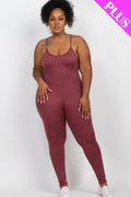 Plus Size Solid Bodycon Cami Jumpsuit-Teresa's Fashionista LLC