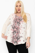 Print Top Featuring A Round Neckline And 3/4 Bell Sleeves-Teresa's Fashionista LLC