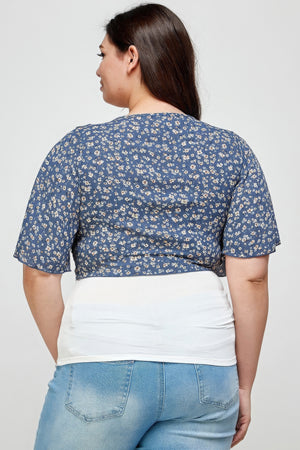 Plus Size Ditsy Floral Print Cropped Bolero Cardigan-Teresa's Fashionista LLC