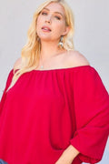 Off Shoulder Long Bubble Sleeve Solid Top-Teresa's Fashionista LLC