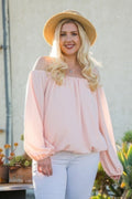 Off Shoulder Long Bubble Sleeve Solid Top-Teresa's Fashionista LLC