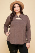Plus Size Solid Long Sleeve Fashion Top-Teresa's Fashionista LLC