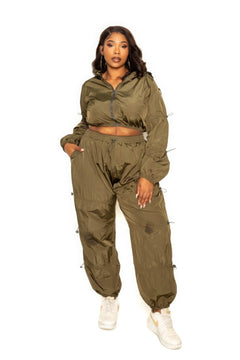 Active Zip Up Set With Cord Lock Detail-Teresa's Fashionista LLC
