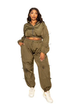 Active Zip Up Set With Cord Lock Detail-Teresa's Fashionista LLC