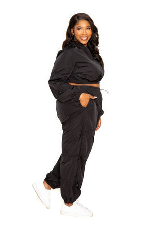 Active Zip Up Set With Cord Lock Detail-Teresa's Fashionista LLC