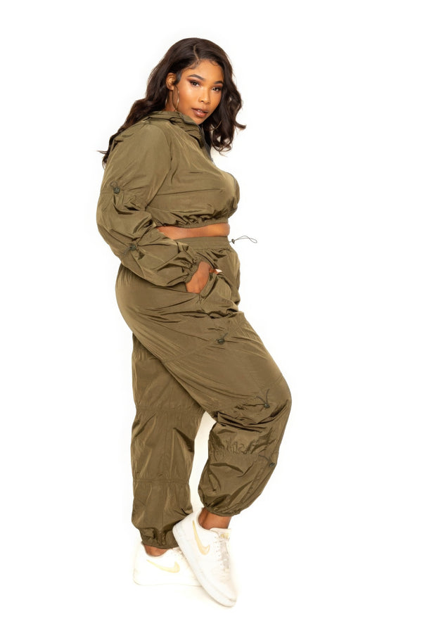 Active Zip Up Set With Cord Lock Detail-Teresa's Fashionista LLC