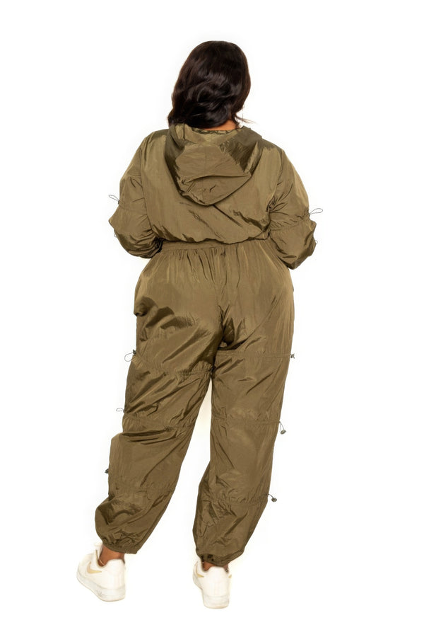 Active Zip Up Set With Cord Lock Detail-Teresa's Fashionista LLC