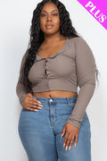 Plus Size Button Up Cropped Top-Teresa's Fashionista LLC