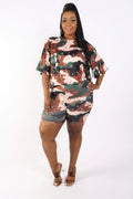 Camo Printed Crop Top And Biker Short Set-Teresa's Fashionista LLC