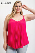 Pleated Tank Top With Adjustable Strap-Teresa's Fashionista LLC