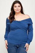 Plus Size Solid Wrap Dressy Top-Teresa's Fashionista LLC
