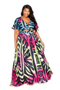 Ombre Animal Maxi Skirt & Top Set-Teresa's Fashionista LLC
