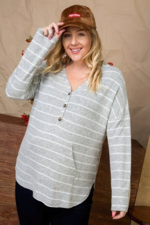 Brushed Hacci Two Tone Stripe Top-Teresa's Fashionista LLC
