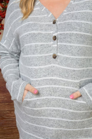 Brushed Hacci Two Tone Stripe Top-Teresa's Fashionista LLC